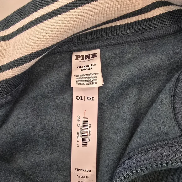 PINK Victoria's Secret Teal Quarter-Zip Pullover Size Xxl Nwt - Picture 7 of 7